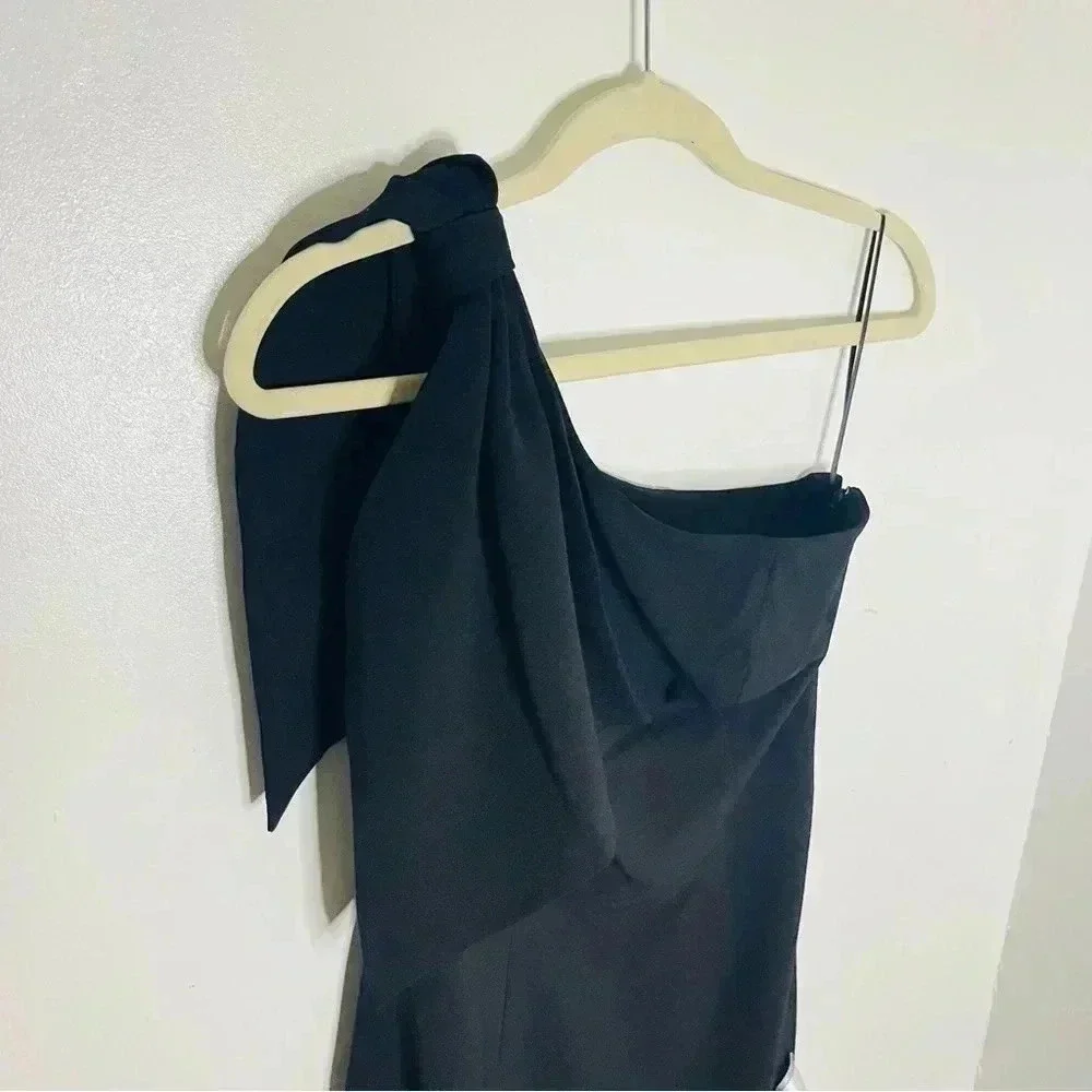 NWT Dress the Population Tiffany One-Shoulder Sheath Dress Black